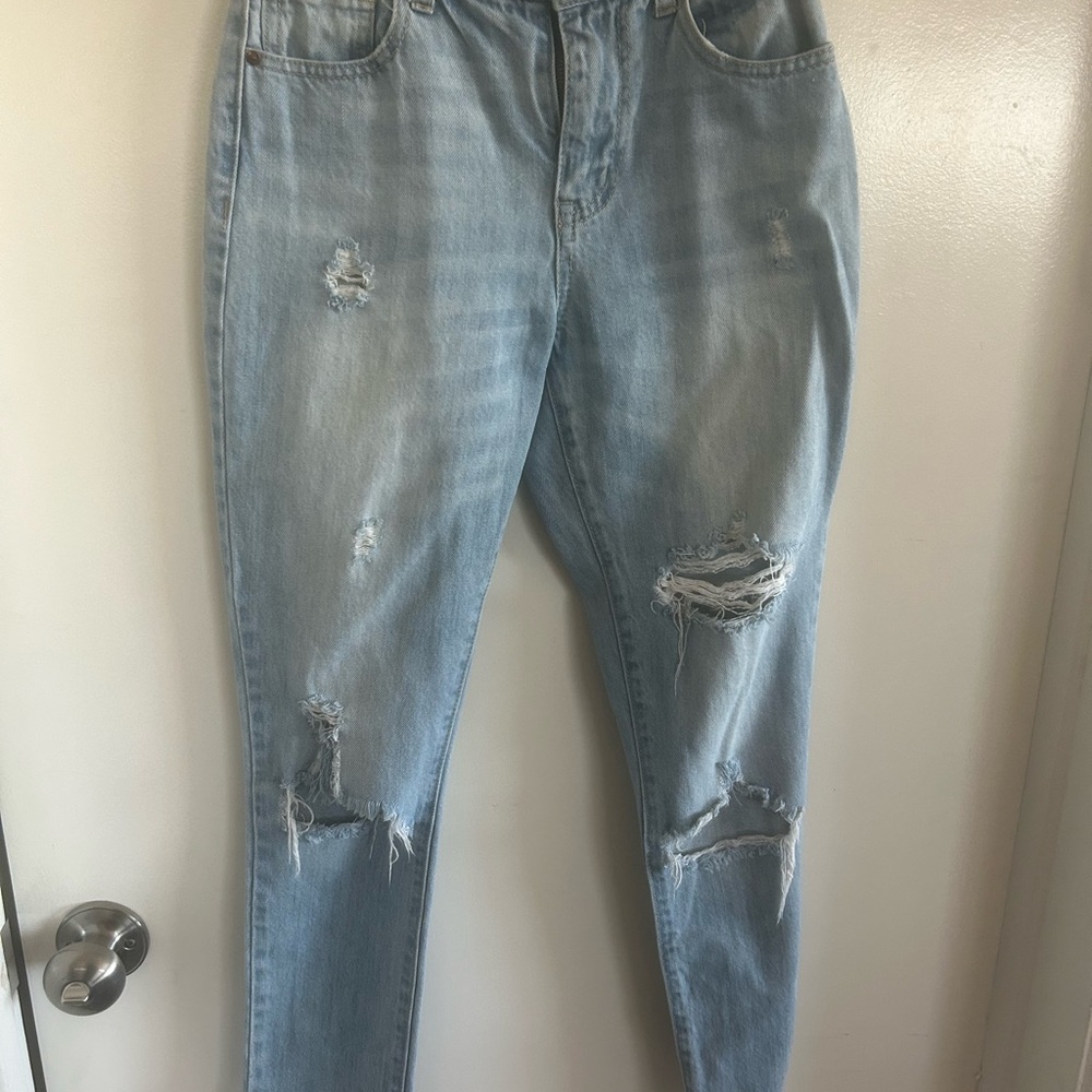 RSQ Light Blue Distressed Mom Jeans